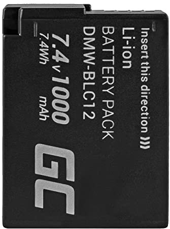 Green Cell® DMW-BLC12 DMW-BLC12E DMW-BLC12PP Camera Battery for Panasonic Lumix FZ200 FZ300 FZ330 FZ1000 FZ2000 G5 G5X G6 G7 G70 G70M G80 G81 GX8 GX8M H2 Full Decoded (1000 mAh 7.4 V black)