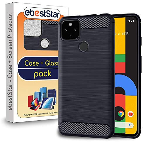 ebestStar - Coque pour Google Pixel 4A (Version 4G, NO 5G), Etui Protection Motif Carbone, Antichoc Souple TPU, Bleu Foncé