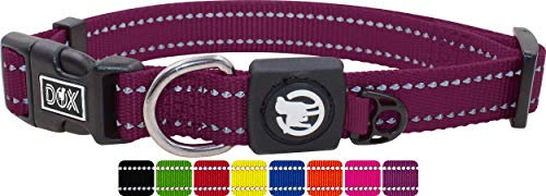 DDOXX Reflektierendes Nylon Hundehalsband - Stabiles und Verstellbares Welpenhalsband für alle Größen - XS (Lila)