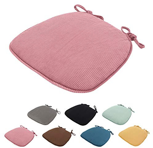 SWECOMZE 2 Stück Sitzkissen Stuhl 43x41x35cm - Sitzauflage Auflage Polster Stuhlkissen Sitzpolster mit Bändern Gartenstuhl (Rosa)