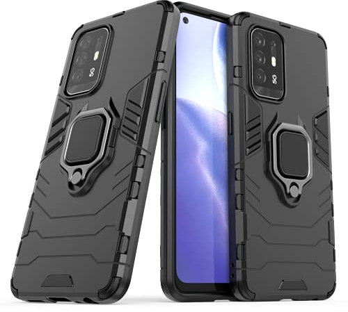 FTRONGRT Oppo A94 5G Coque, avec Support de téléphone Portable，Structure Double Couche Anti-poussière et Antichoc，Etui Housse pour Oppo A94 5G-Noir