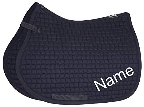 Eskadron Nightblue Cotton VS-Schabracke mit individuellem Namen Bestickt, Schriftart:Jacobal (Schreibschrift verschnörkelt), Garnfarbe Maderia:Lime Green 1748