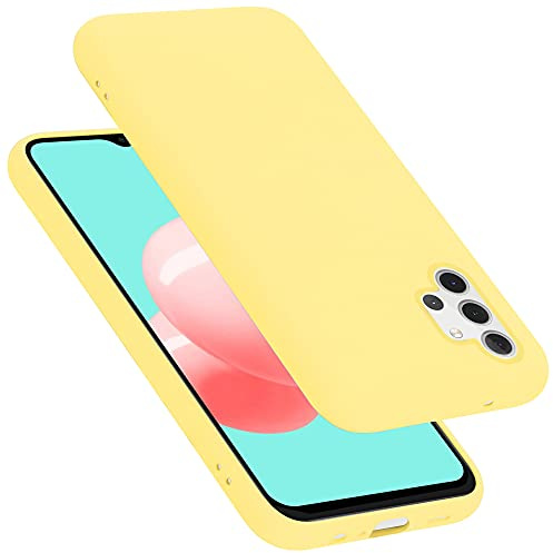 Cadorabo Hülle kompatibel mit Samsung Galaxy A32 5G Hülle Silikon Handyhülle für Galaxy A32 5G Case aus flüssigem Silikon- Kratzfeste und stoßfeste dünne TPU Schutzhülle - Liquid GELB