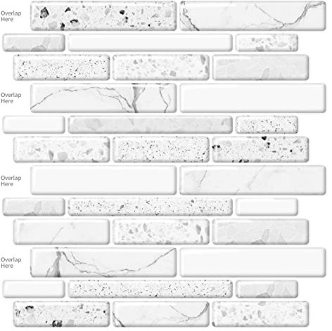 Art3d Peel and Stick Brick Kitchen Backsplash Self-Adhesive Wall Tile Stone Design, 10 Sheets (White)