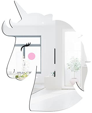 EXQULEG 3D Süße Kinder Spiegel Wandaufkleber Wandsticker Wand Aufkleber,3D Spiegel Acryl Wandaufkleber,Spiegelfliesen Selbstklebend Wandspiegel Klebespiegel (Pferd)