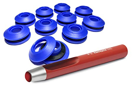 50 Stück AWAPRO Kunststoff Ösen Blau + 1 Rundlocheisen 13mm Set - Ideal für Bootsplanen, Poolfolie, LKW Planen etc.
