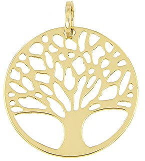 Lucchetta - Lebensbaum-Anhänger aus 9-karätigem Gelbgold, Goldanhänger Damen Mädchen 375 Echtgold für Kette (bis zu 4 mm) - hergestellt in Italien