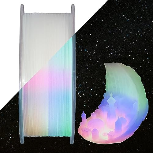 TEQStone PLA Filament 1,75mm Glow In The Dark Leuchteffekt für 3D Drucker in Vakuumverpackung 1kg Spule (Multicolor Leuchten)