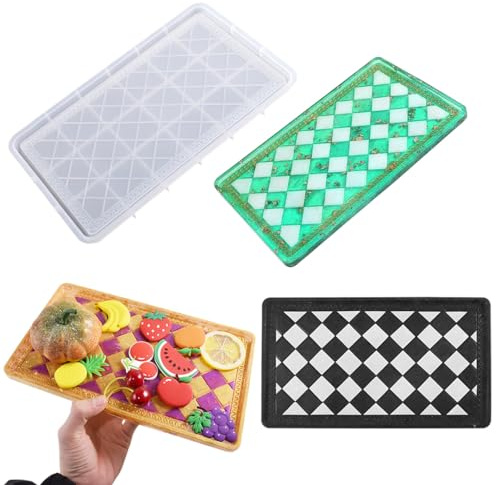 Zayookey Silikonform Tablett, Große Tablett Epoxidharz Formen mit Rand, Rechteckig Resin Tray Mold Gießform Serviertablett für Harzform, DIY Schmuckhalter Obsttablett Teetablett
