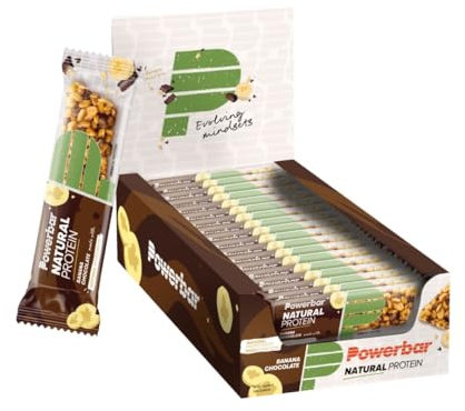 Powerbar Natural Protein Banana Chocolate 18x40g - Vegan Protein Bar + Natural Ingredients (Package may vary)