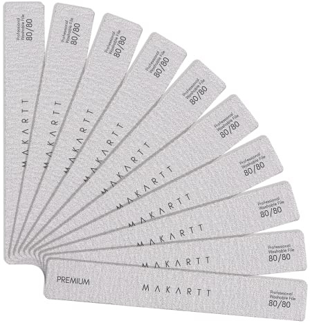 Makartt Lima per unghie grana 80 80 per unghie 10 lime per unghie acriliche professionali lavabili a doppio lato kit lime per unghie grossolane per uso salone fai da te