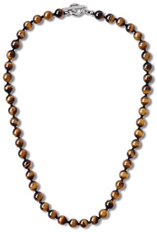 GAVU Handgefertigte Gelbes Tigerauge Steinperlen Halskette für Herren 50cm