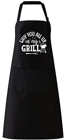 LICHUANUK Grill Schürze für Männer mit Spruch, Grillschürze, Wasserdichte Kochschürze mit Taschen, Barbecue Fleisch Schürze, Kochschürze, Schwarze Küchenschürze Grillschürze für Herren Damen