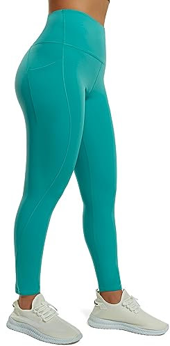 PERSIT Damen Recycelte EcoVital Gym Leggings Bauchweg Hohe Taille Kompression Yogahose Sport Leggings - 25 Zoll, Dustyturquoise, 32