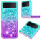 IMEIKONST Glitter Phone Case for Samsung Galaxy Z Flip 3 5G, Liquid Quicksand Clear Transparent Sequin Slim Girls Soft TPU Bumper Silicone Shockproof Cover for Samsung Z Flip 3 5G. Blue Purple YB