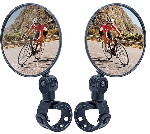 2 Piezas Espejo Retrovisor para Bicicleta,Espejo retrovisor HD giratorio 360° para bicicleta,Espejo universal para manillar de bicicleta eléctrica para manillar de scooter eléctrico 20-35 mm