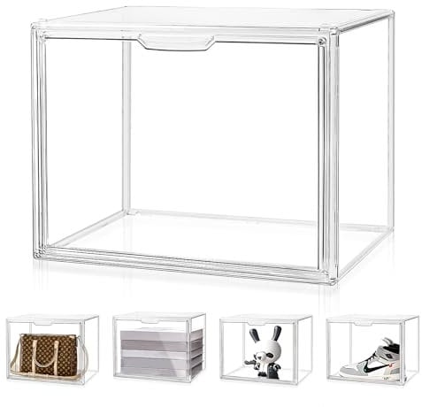 XiYee Vitrine, Boîte de Rangement Empilable et Amovible, Vitrine en Transparent avec Porte Magnétique,pour Objets de Collection, Action-Figuren, Miniaturfiguren, Home Lagerung (36 x 27 x 22