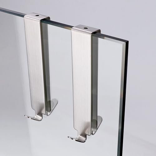 SPORTARC Edelstahl Handtuchhaken, Doppelhaken für Glas Duschtür, nicht perforierte Duschtuchhaken, Dusche Glastür Haken Aufhänger