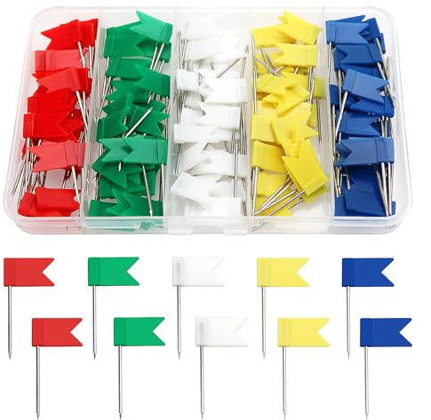 YIXISI 150 Stücke Map Push Pins, Plastik Pinnadeln, Pushpins, Dekorative Reißzwecke, Markierungsnadeln, Buntkopf Pushpins, Fahnennadeln Bunt, für Karte, Kork-Pinnwand, Markierung, 5 Farben
