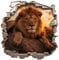 Samunshi® Wanddeko Wandriss mit Löwe Fenster in andere Welt Portal Wallart Wandtattoo für Wohnzimmer Küche Wandaufkleber Wandsticker 70x70cm