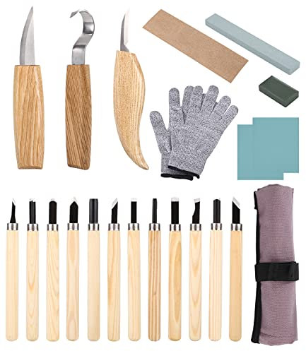 JOFLVA Couteau Sculpture Bois, 22 Pièces Outils Sculpture Sur Bois, Ciseaux Bois Outils De Sculpture, Amélioré Ciseaux Bois Pour La Sculpture Sur Bois,Pour Débutants Menuisier Sculpteurs.