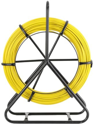 ECUTEE Sonda Passacavi in Fibra di Vetro 100M Ø 6mm, Cavo di Filo In Fibra di Vetro con Supporto in Metallo Estrattore a Nastro per Cavo Elettrico, Estrattore Cavi Per Cavi Elettricista in Fiberglass