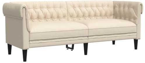 vidaXL Chesterfield Sofa, Polstersofa 3-Sitzer mit Stützbeinen, Loungesofa Designsofa für Wohnzimmer, Couch Wohnzimmersofa, Leinen Stoff