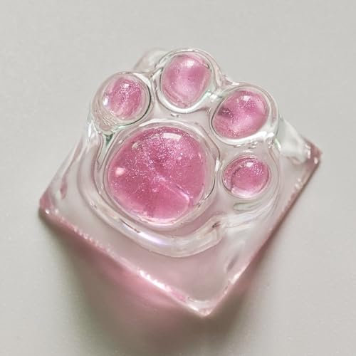 Elacgap Cat Claw Keycap Cute Drip Glue Backlight Keycaps DIY ESC Arrow Key Keycap Replacement for Cherry MX Gaming Mechanical Keyboard (Pink Transparent)