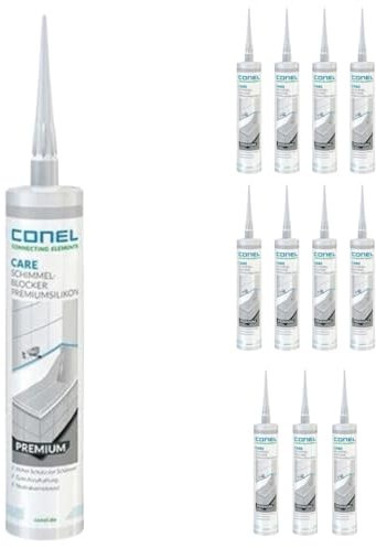 TMP PRO CONEL Silikon Premium Schimmel Blocker Bad & Küche für den Innenbereich - weiß (12 x 310ml)