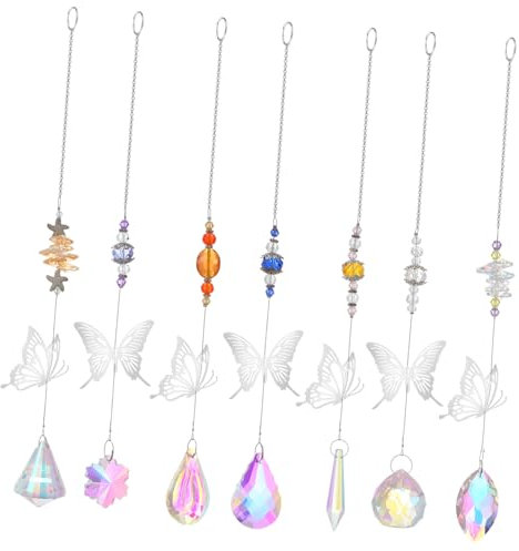 RORPOIR 7stücke Kristall Hängender Schmetterling Sonnenfänger Für Fenster Dekoration Kristallornament-Geschenk Für Frauen Hängende Kristalldekoration Für Zuhause