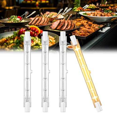 BrightArk 200W R7S Catering Heat Lamp Bulb, Jacketed Food Lamp, 118MM R7S Halogen Food Heater Bulbs for Buffets, Home Kitchens