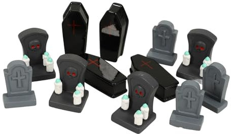 Alipis 1satz Resin Grabstein Deko Für Halloween Miniatur Coffin Und Grabstein Dekoration Für Spukhäuser Und Gartenpartys Mit Kerzen