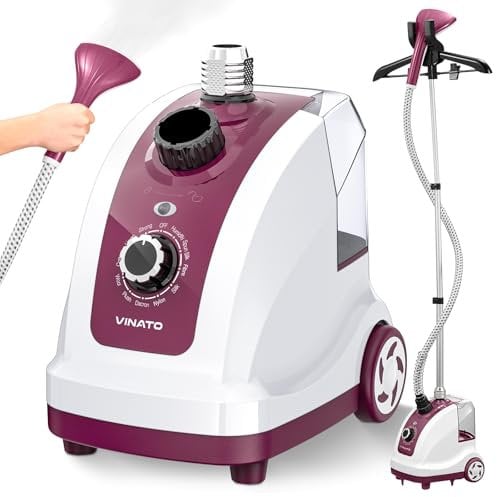 VINATO Plancha Vertical Vapor, Plancha de Vapor Vertical con Depósito de Agua de 1,35 Litros, 11 Funciones de Vapor Vaporizador Para el Cuidado de la Ropa