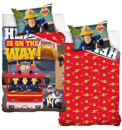 MTOnlinehandel Kinderbettwäsche 100x135 aus 100% Baumwolle - Bettwäsche für Kinder, Peppa Wutz, Feuerwehrmann Sam & Blaze Auto, Fanartikel für Mädchen und Jungen (Fireman)