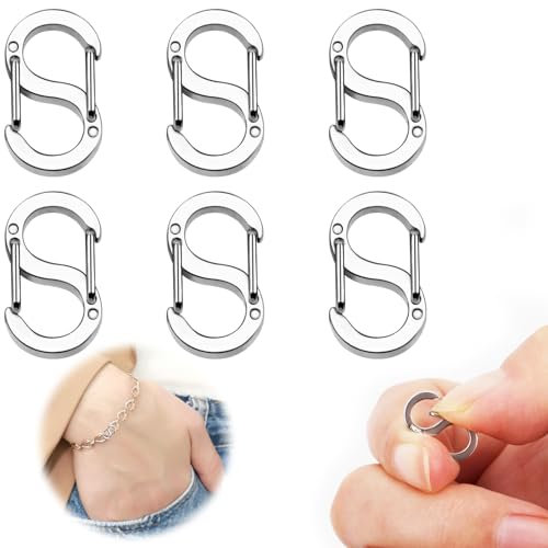 6 Stk Kettenverschluss Edelstahl Verschluss für Armbänder Verschlüsse Mini Karabiner Ketten Verschlüsse Karabinerverschluss mit Doppelter öffnung Halsketten Armbandverkürzer Kurzer Armband Verschluss