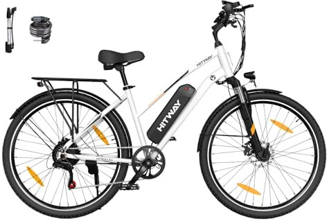 HITWAY Vélo Électrique, 28 Vélos à Assistance Électrique, Ville E-Bike avec Batterie Amovible 36V 12Ah, Moteur 250W, 7 Vitesses, E-Bike Urbain pour Adulte Homme Femme Autonomie jusqu'à 35-90km