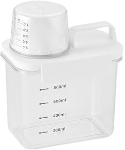 Pasdrucn Waschmittel Aufbewahrung mit Messbecher, waschpulver dosierer, Waschmittel Waschpulver Aufbewahrungsbox, Mehrzweck Waschmittelbox für Pulver, waschpulver Box, waschmittelbehälter (1.1L)