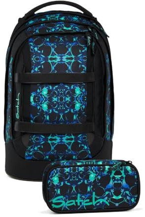 Satch pack Schulrucksack Set 2tlg. inkl. Schlamperbox (Caleido Blue)