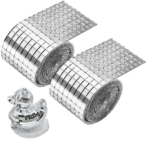 Youery 3200 Pcs Carreaux Mosaïque Miroir Autocollante, 5 x 5 mm Mini Mosaique Carrelage, Autocollant Mural Verre Boules à Facettes, Miroir Adhesif pour DIY Decor et Disco Party (Argent)