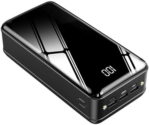 KhUkhu 50000 Mah Power Bank Mit GroÃŸer Kapazität, Spiegel-Digitalanzeige, Schnelles Aufladen, Wird Mit Einer Gemeinsam Genutzten Power Bank Geliefert,Schwarz