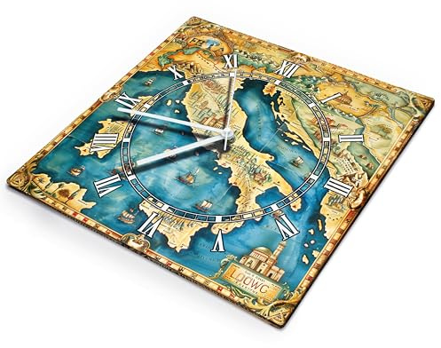 Smagnon Wanduhr ohne Tickgeräusche – 30cm Rund - Hochwertige MDF Wanduhr Analog, Lautloses Schleichendes Uhrwerk – Wohnzimmer Deko & Küchenuhr (Italien, 30 cm - Acryl Eckig)