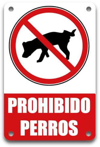 ITALMI Cartel Prohibido Perros | 15 x 20 cm | Placa PVC Resistente con 4 Agujeros | Para Interior y Exterior | Fácil de Colocar y Limpiar.