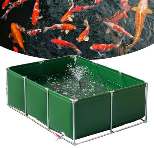 Wujgbnhg Bassin Exterieur 300l, Bassin D'étang À Poissons en Toile, bac Poisson Exterieur, Piscine Hors Sol 3x2m, etant a Poisson Rectangle, Aquarium Grand pour l'irrigation du Jardin