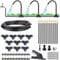 Automatic Drip Irrigation Kit 33FT - DIY Garden Watering System with 10Pcs 360° Adjustable Bendable Brass Mist Nozzles, Faucet Adapter, Hose & Cutters for Greenhouse Yard Cooling Humidifying