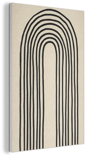 MuchoWow© Akustikfilz Wandbild Dekoration Wohnzimmer Bilder Pictures Wall | 60x90 cm - Decoration Living Room Deko Moderne Schalldämmung Bild Bogenformen - Schwarz - Glatt