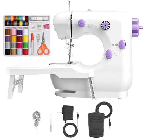 FONCOOD Kinder Nähmaschine Elektrisch - Nähmaschine für Anfänger mit 42 Teilen Zubehör, Leicht Tragbar für DIY & Handarbeit - für Kinder & Erwachsene (Lila/Weiß)