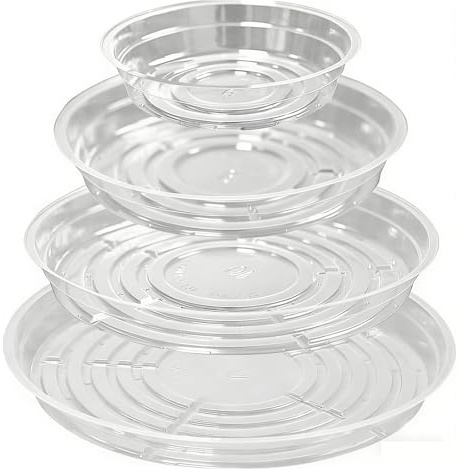 Bamworld Lot de 20 soucoupes pour Plantes (15/20/25/30 cm) – Bacs d'égouttage en Plastique Transparent pour jardinières d'intérieur et d'extérieur