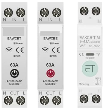 Disjoncteur Intelligent WiFi MCB 1P+N 63A Relais Temporisé Compteur D'énergie KWh Protection De Courant De Tension Télécommande(EWeLink Single,16A)