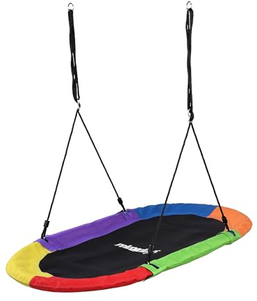 Relaxdays Nestschaukel oval, Schaukelnest Kinder & Erwachsene, 300 kg, XXL Mehrkindschaukel, B x T: 150 x 80 cm, bunt