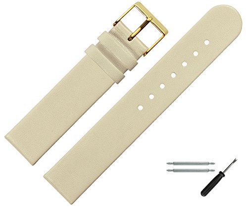 MARBURGER Uhrenarmband 20mm Leder Beige Gold - Montage Set 7612021000220